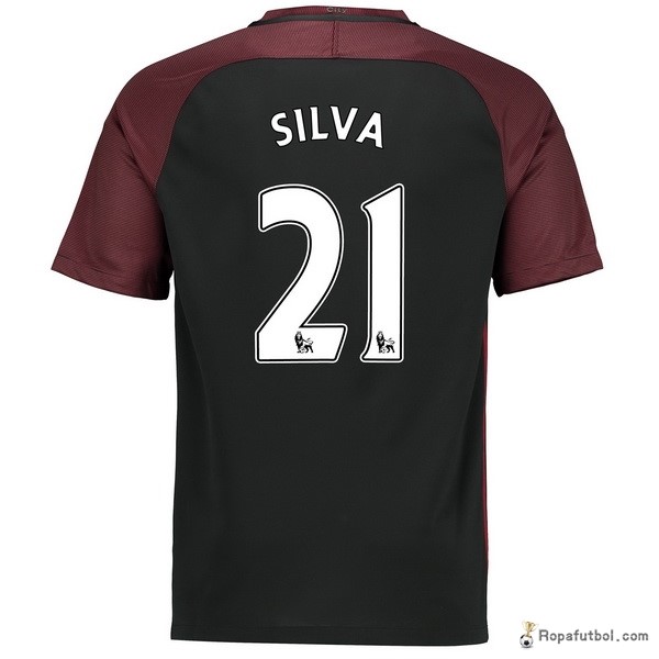 Camiseta Manchester City Replica Segunda Ropa Silva 2016/17 Negro